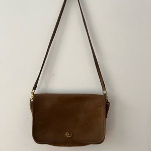 Coach Golden Brown Leather Court Messenger Style Crossbody